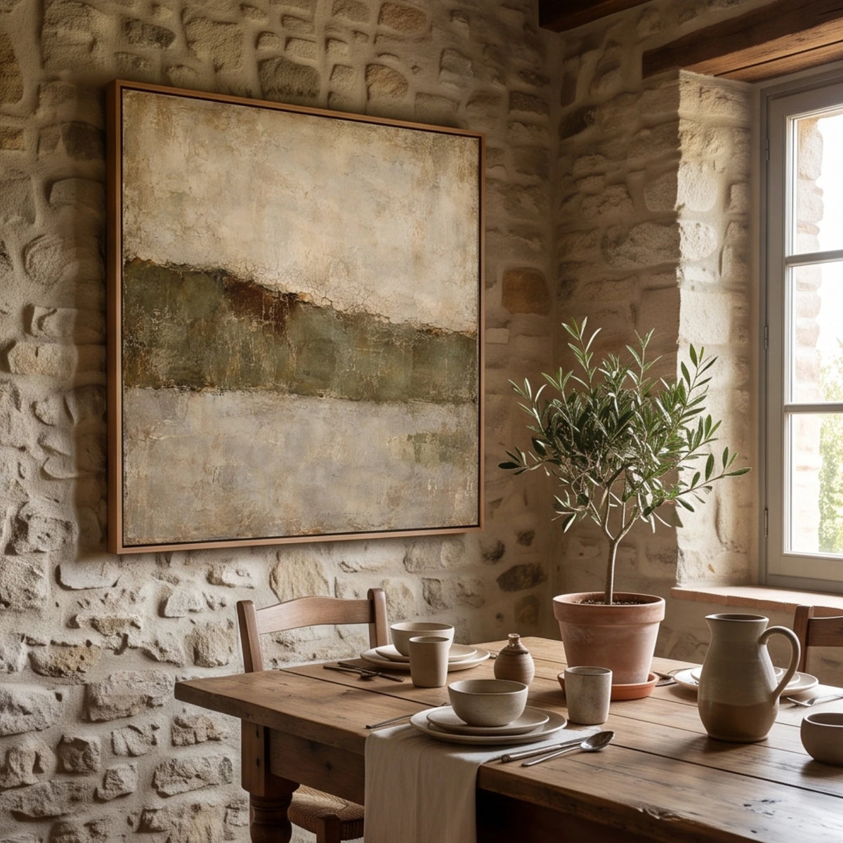 Olive Horizon Stillness — artwork view 2