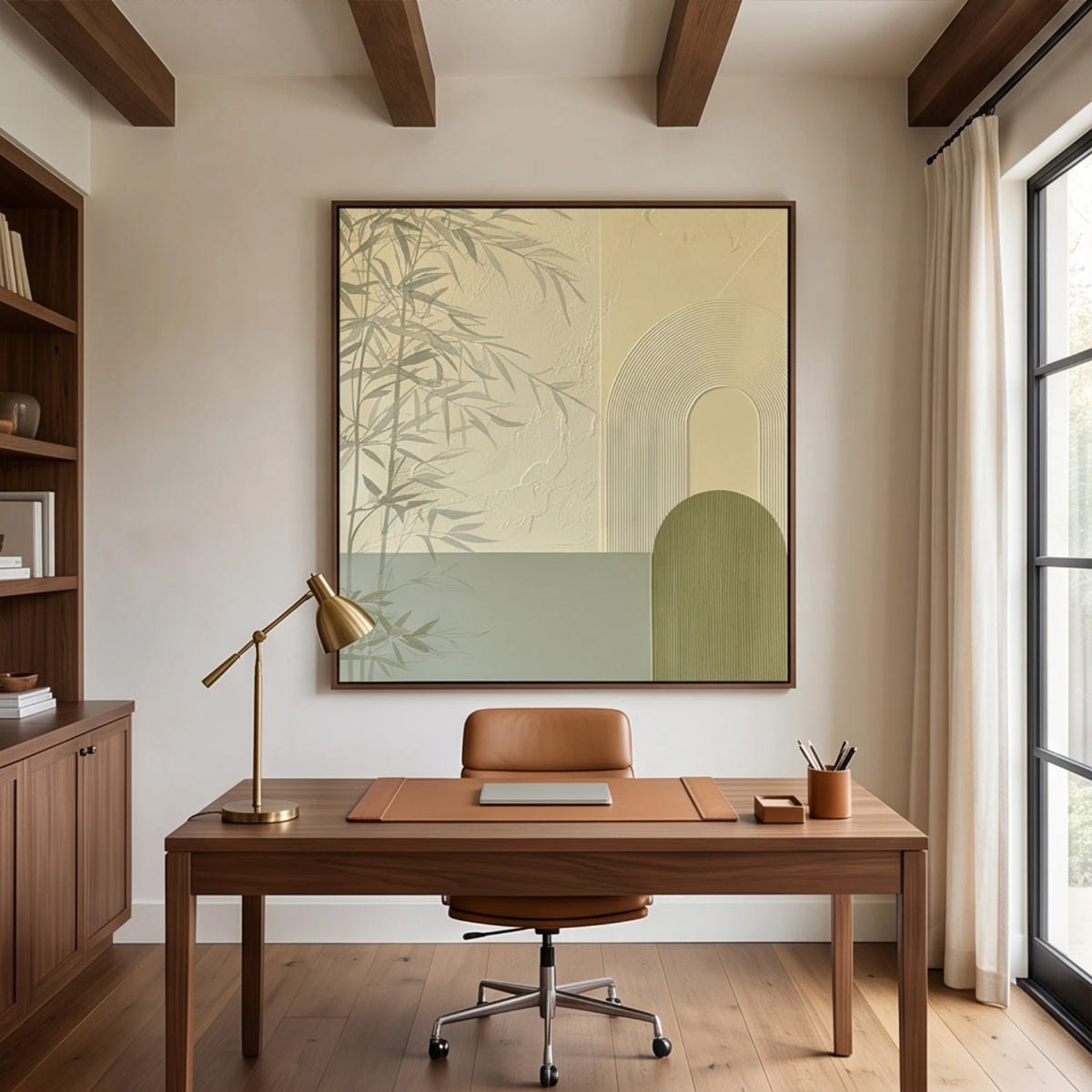 Quiet Bamboo Threshold — featured artwork in an interior setting