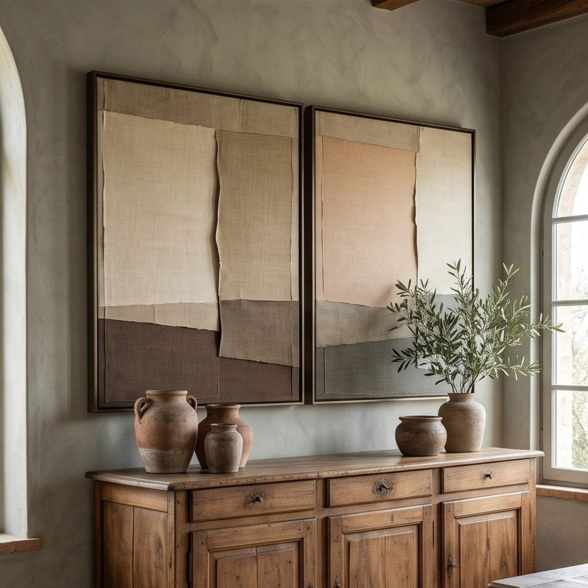 Quiet Stone Patchwork — featured artwork in an interior setting