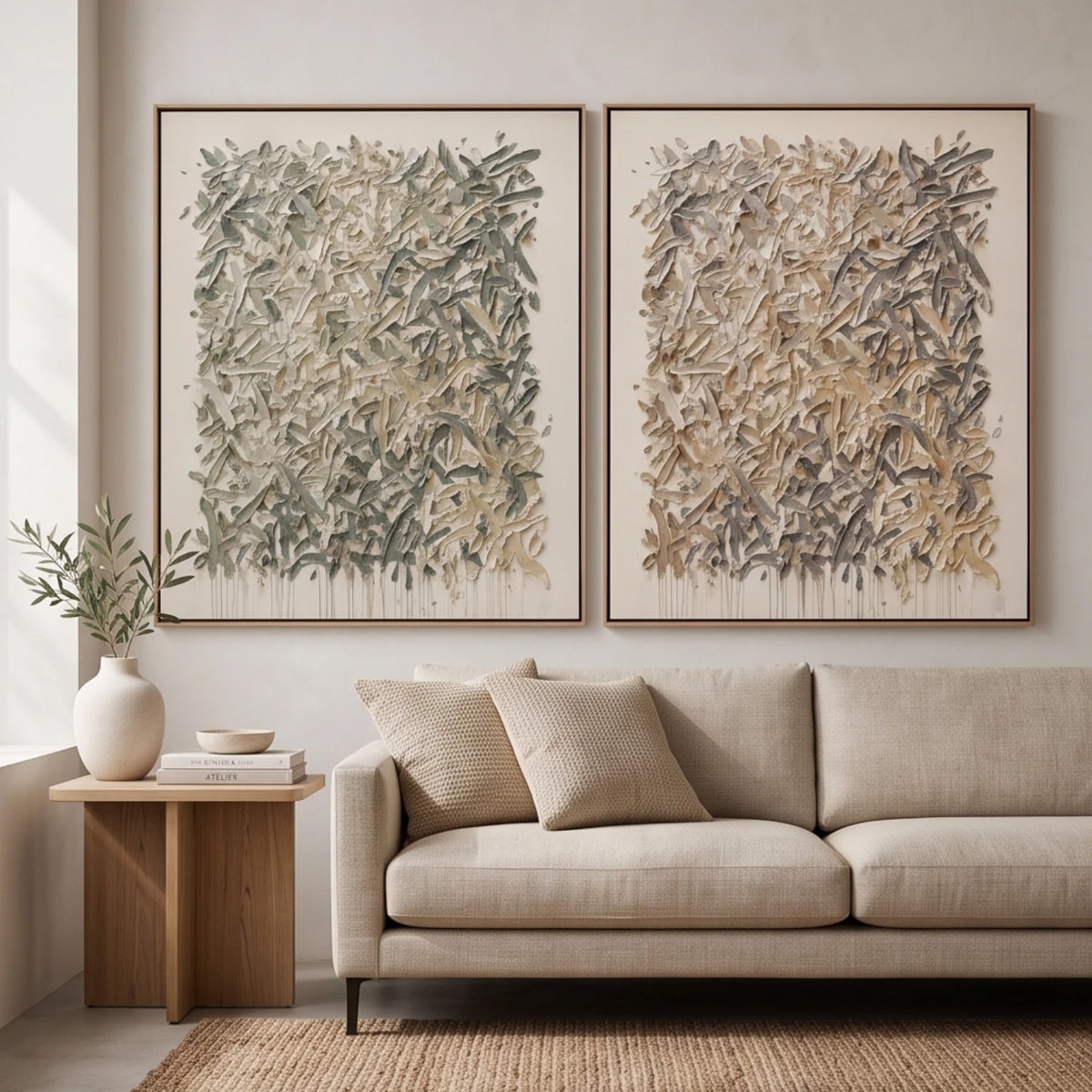Sage and Earth Leaf Duet — artwork view 1