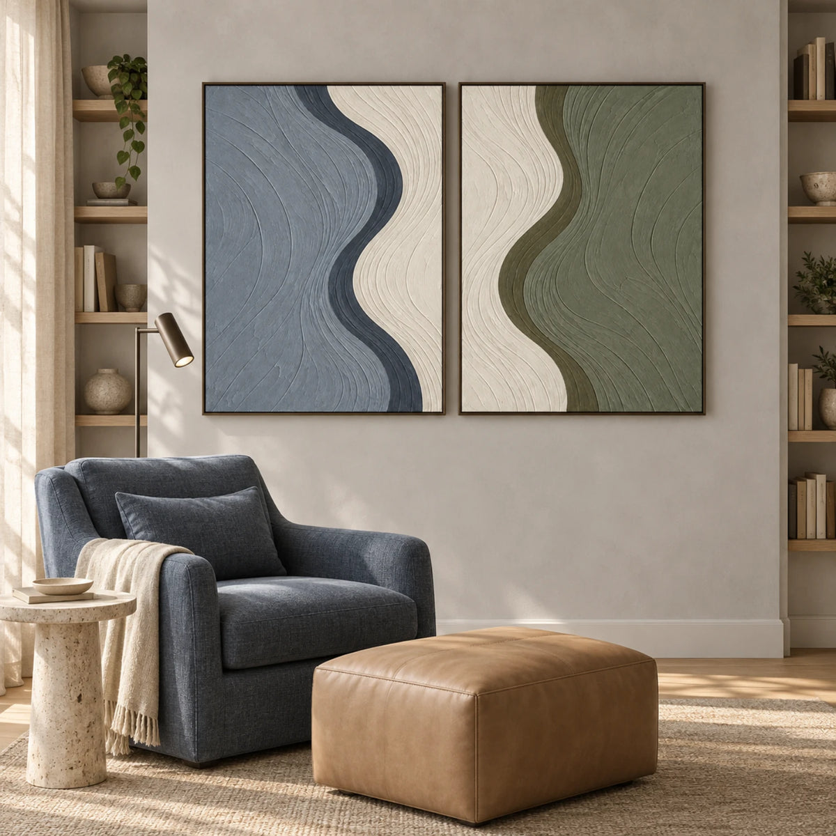 Sage and Slate Waves — artwork view 3