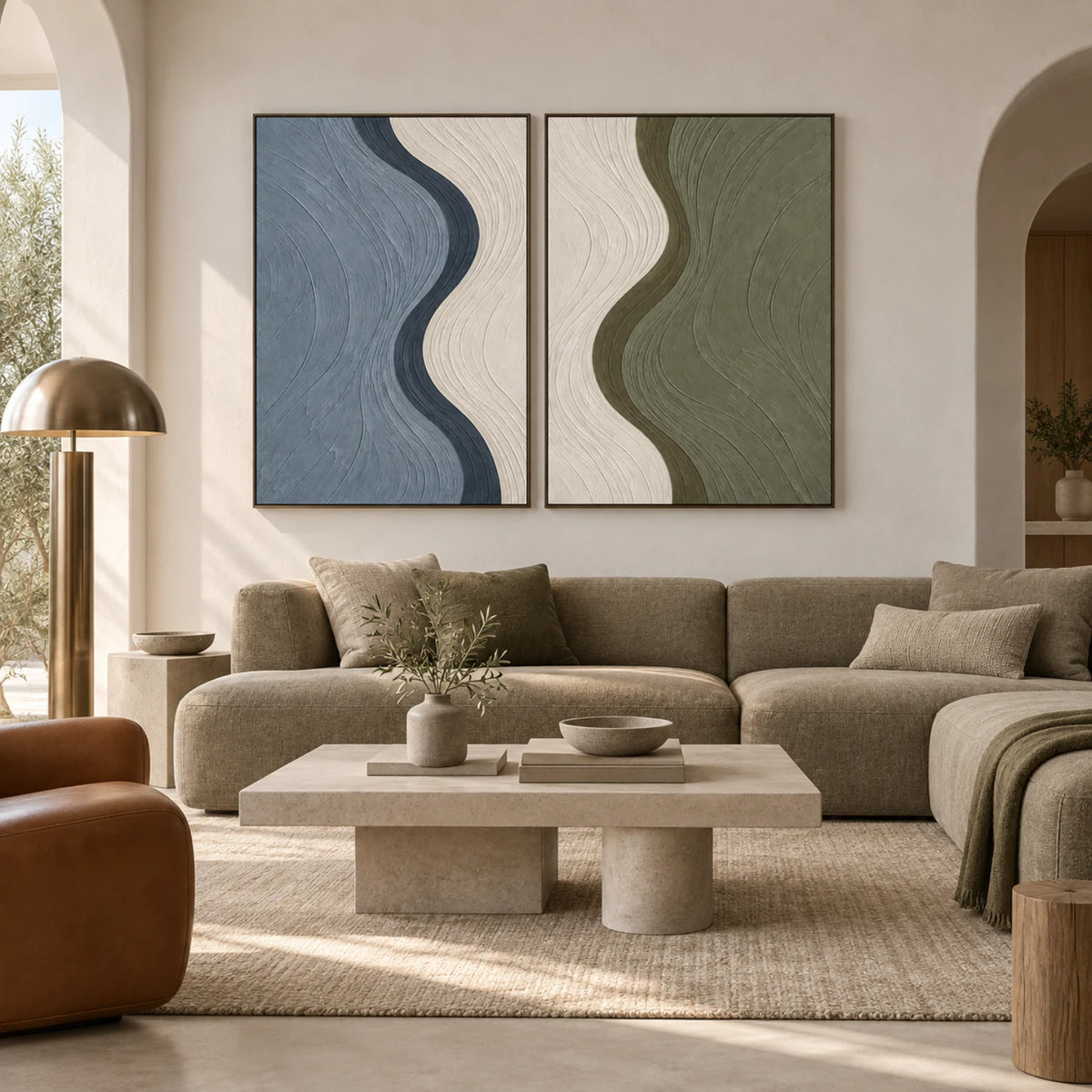 Sage and Slate Waves — artwork view 4