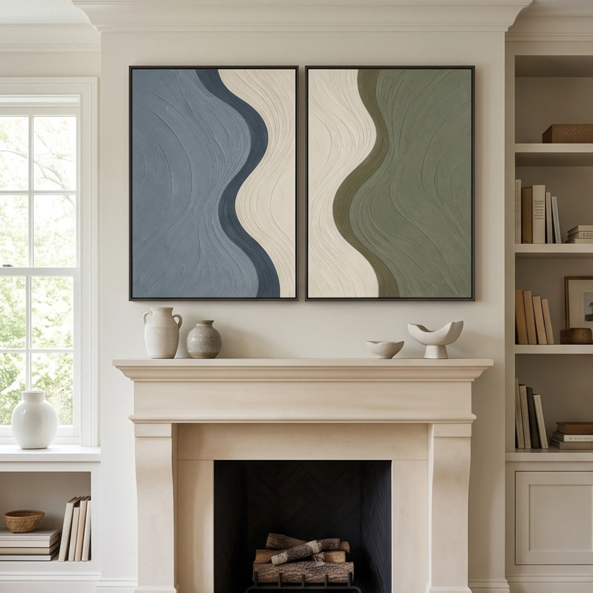 Sage and Slate Waves — artwork view 5