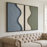 Sage and Slate Waves — featured artwork in an interior setting