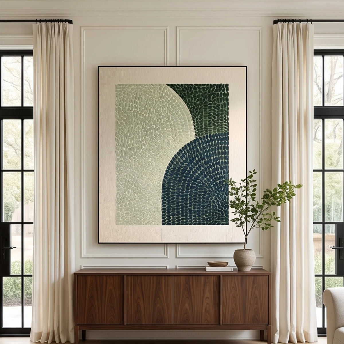 Sculpted Leaf Crescents — featured artwork in an interior setting