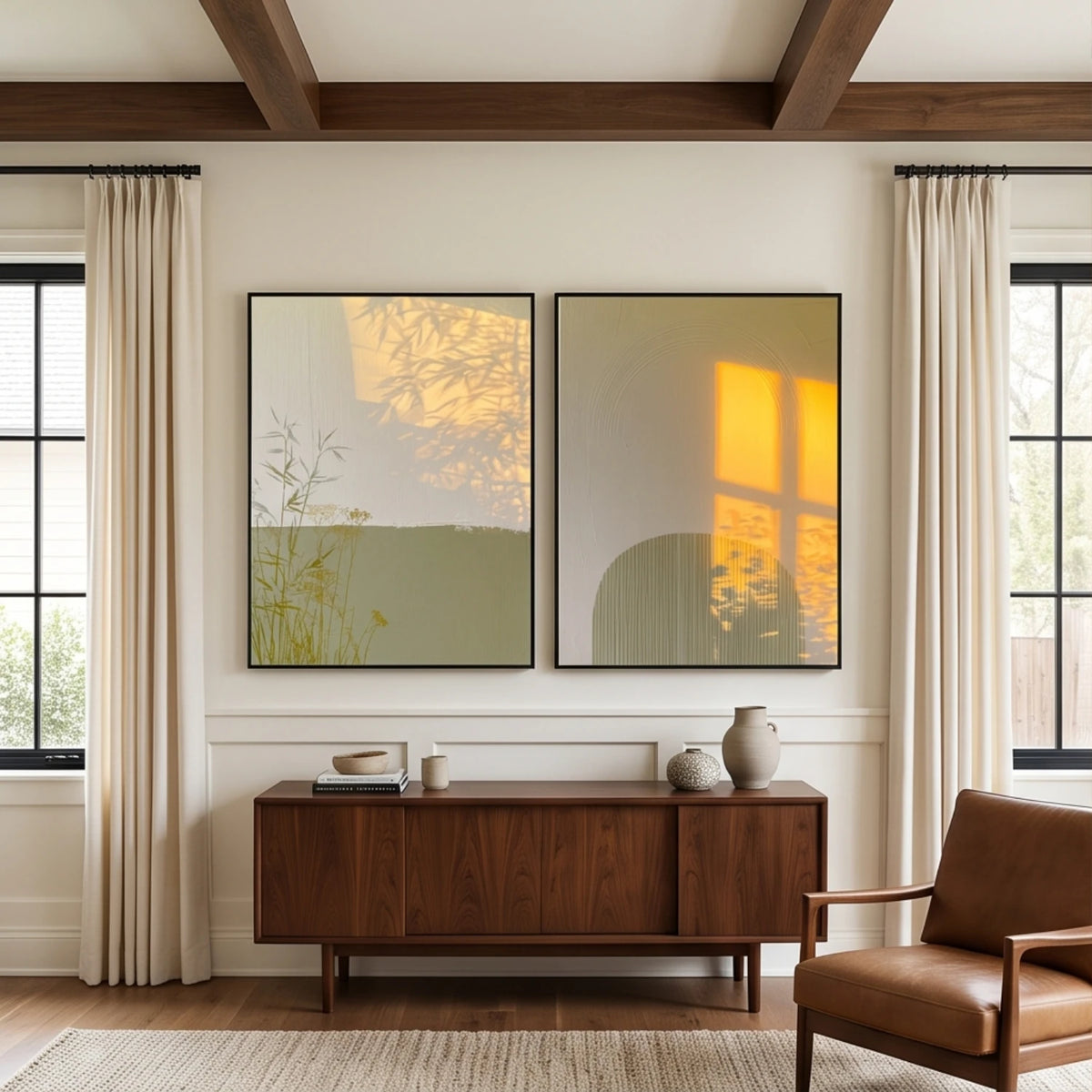 Sunlit Bamboo Duet — featured artwork in an interior setting