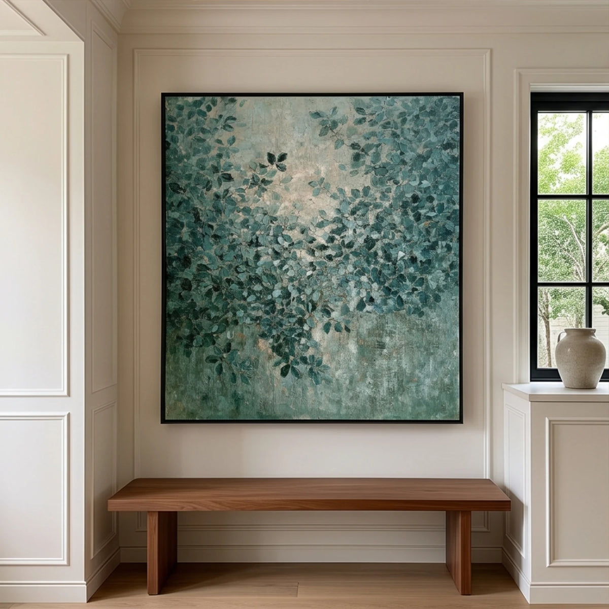 Teal Canopy Mist — featured artwork in an interior setting