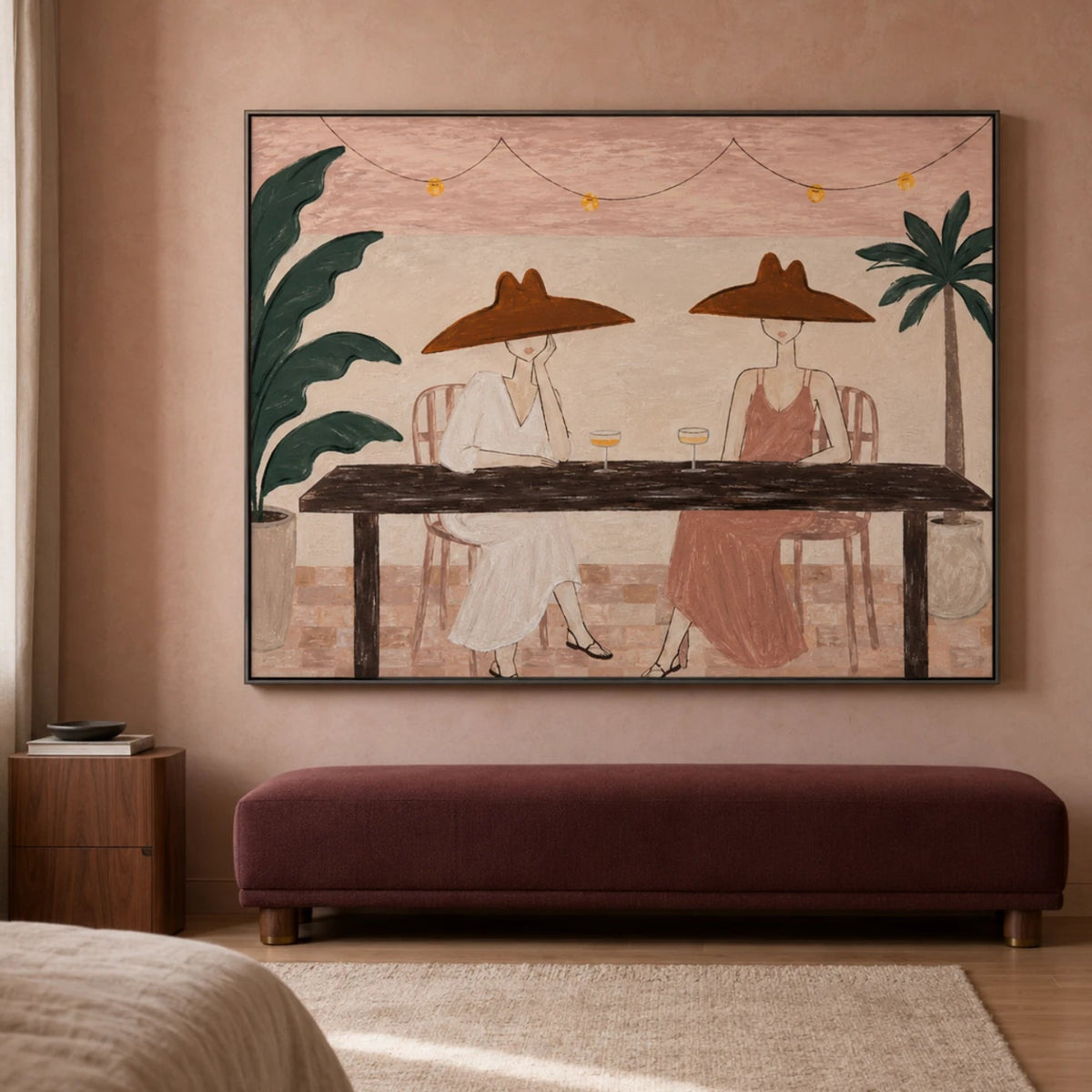 Vintage Americana Art | Conversation Under Palms