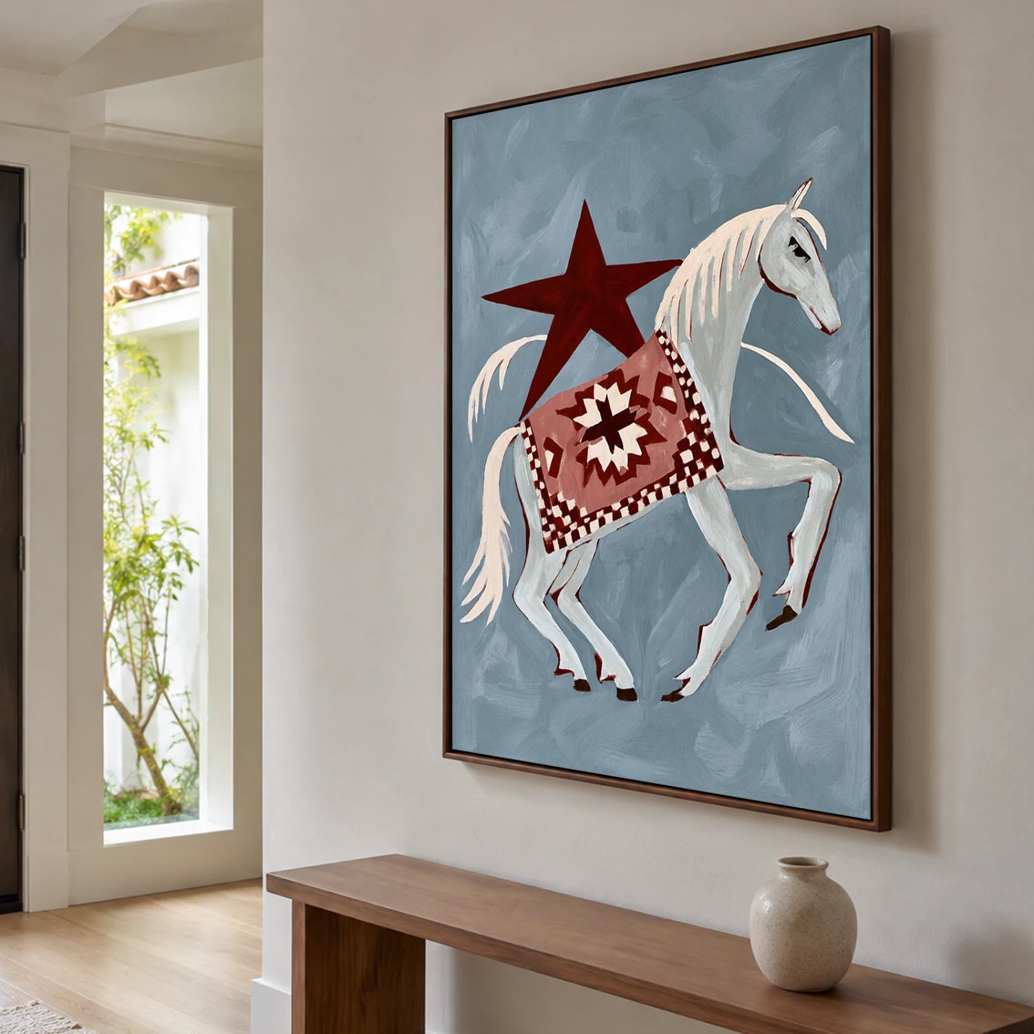 Vintage Americana Art | Star‑Steed Over Blue Prairie