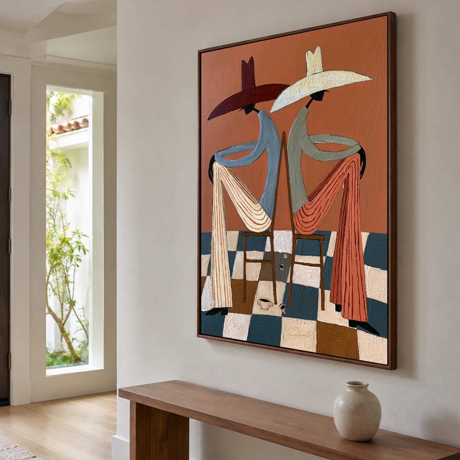 Vintage Americana Art | Terracotta Chat