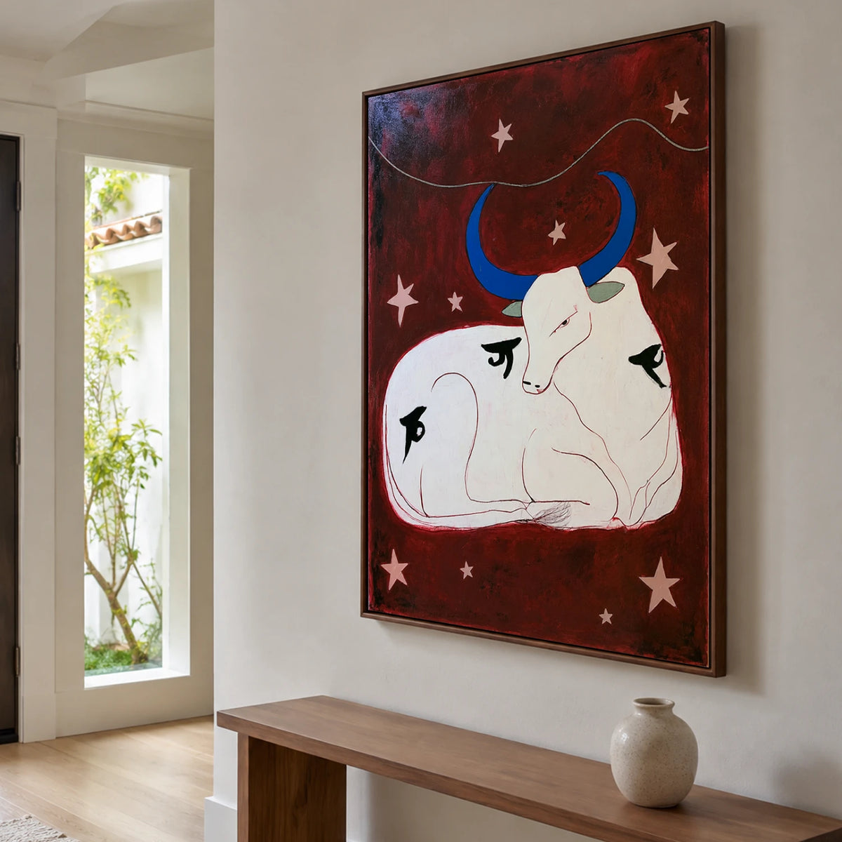 Vintage Americana Art | Starfall Over The Resting Steer