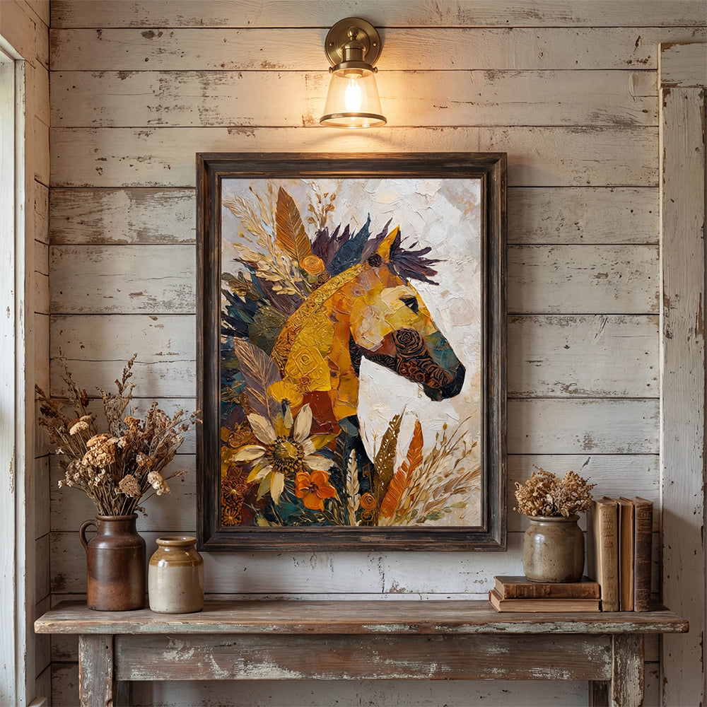 3D-Textured Art | Golden Harvest Horse
