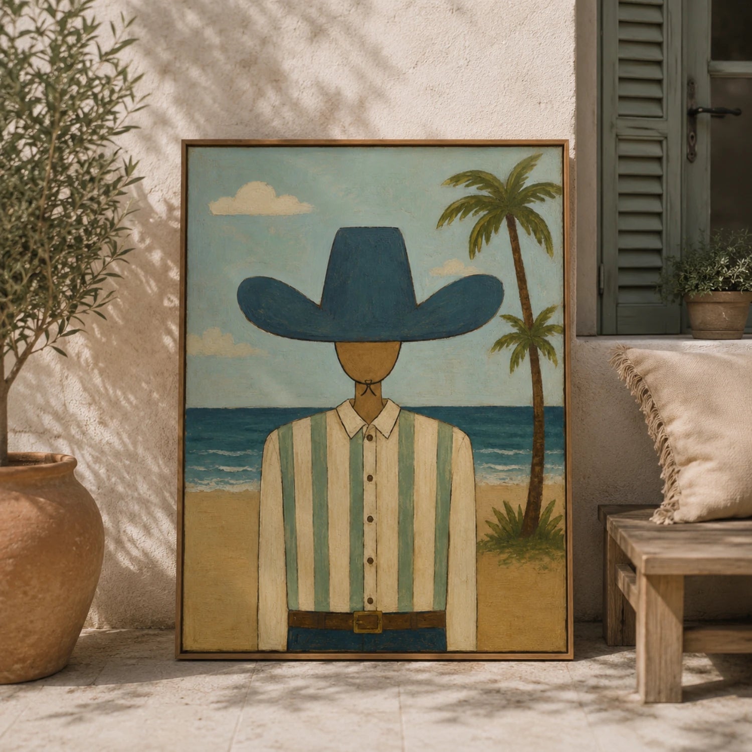 Vintage Americana Art | Beach Cowboy Figure