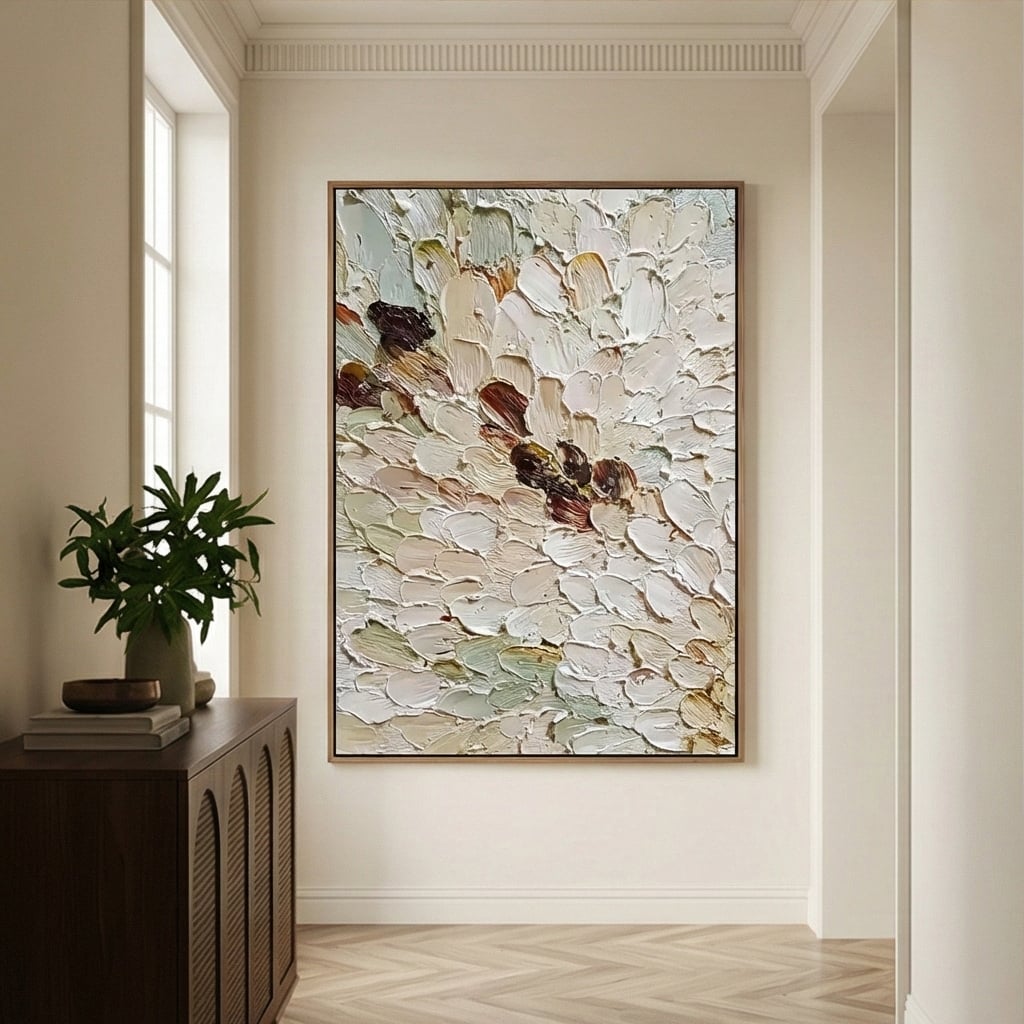 3D textured Art | Ivory Petal Drift