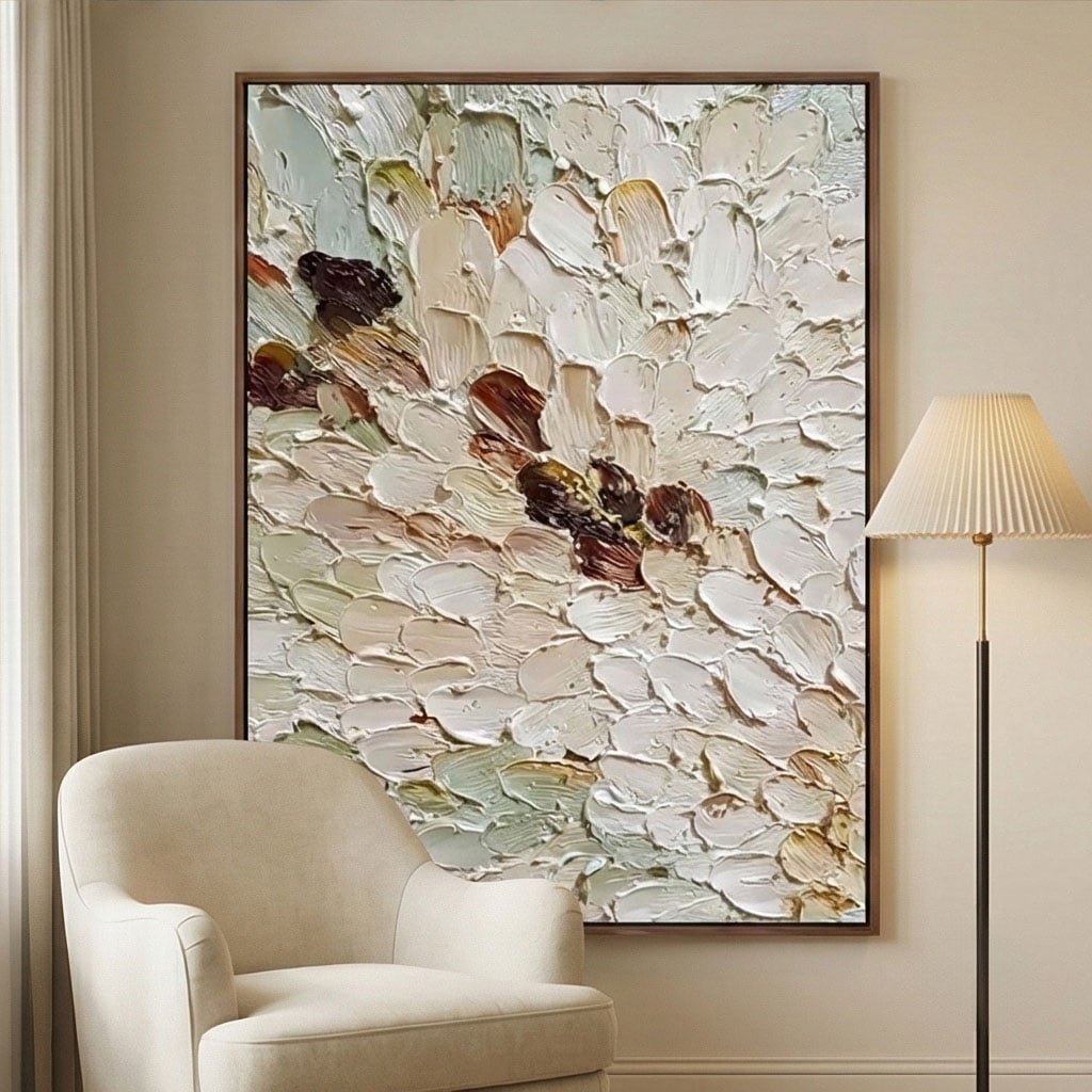 3D textured Art | Ivory Petal Drift