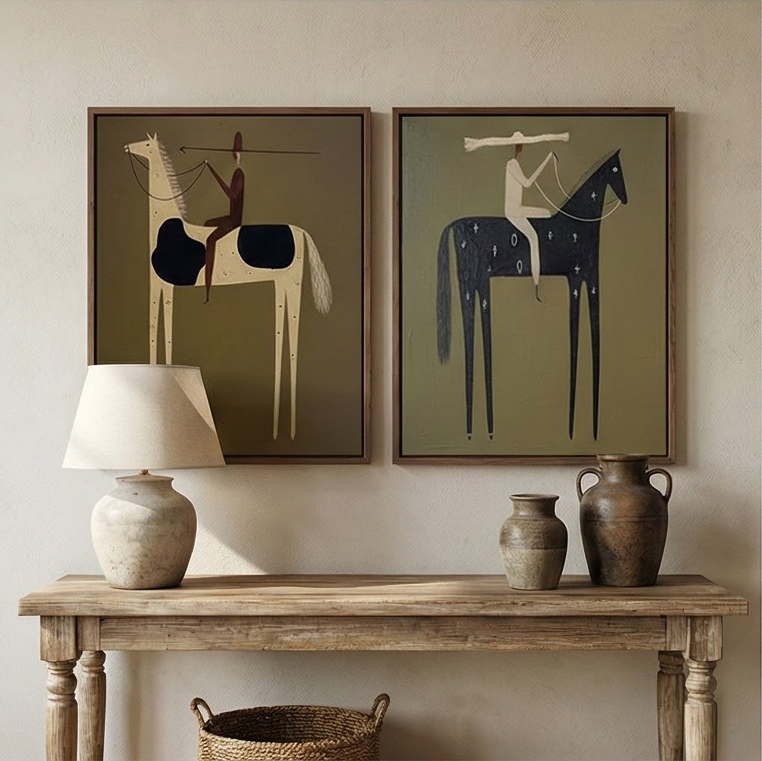 Vintage Americana Art | Horsemen Duet