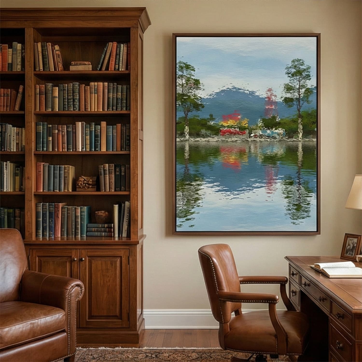 Impressionist Art | Lakeside Village Serenity
