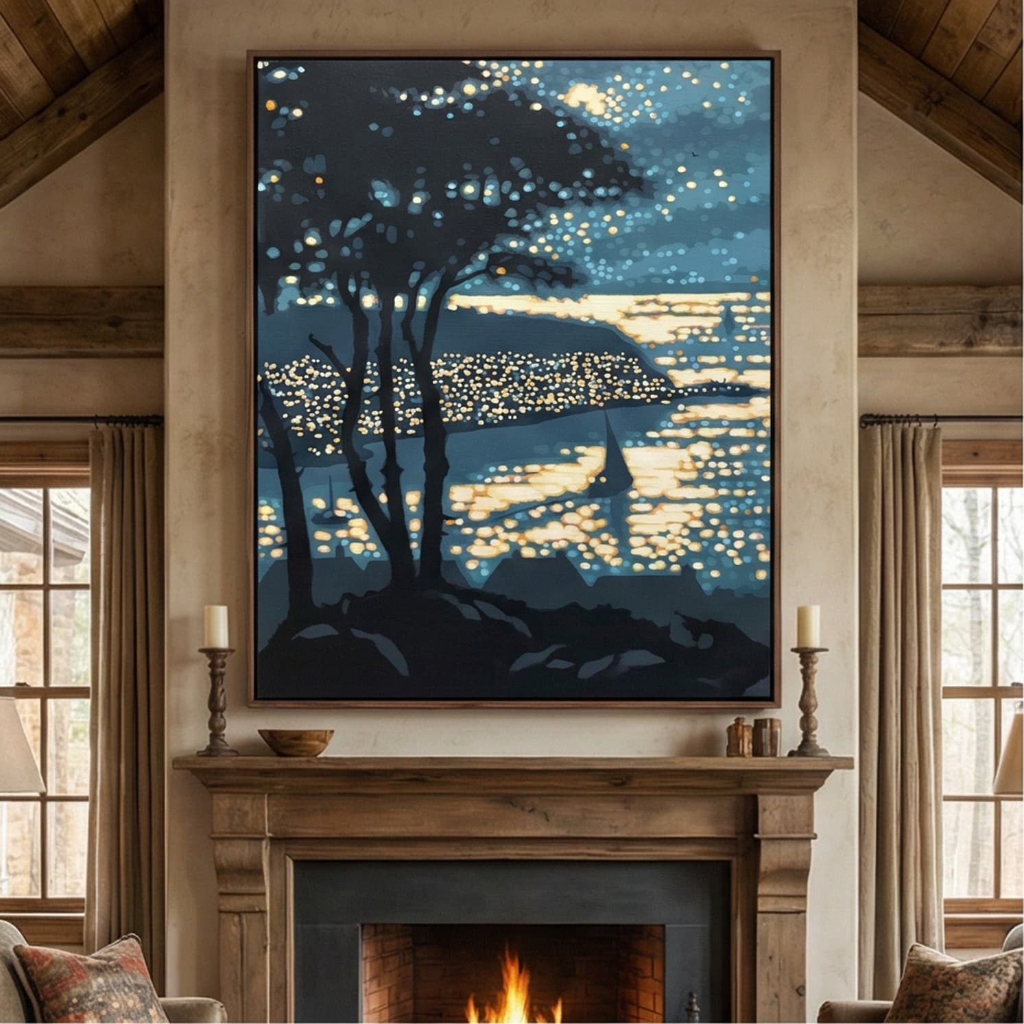 Impressionist Art | Nocturnal Harbor Glow