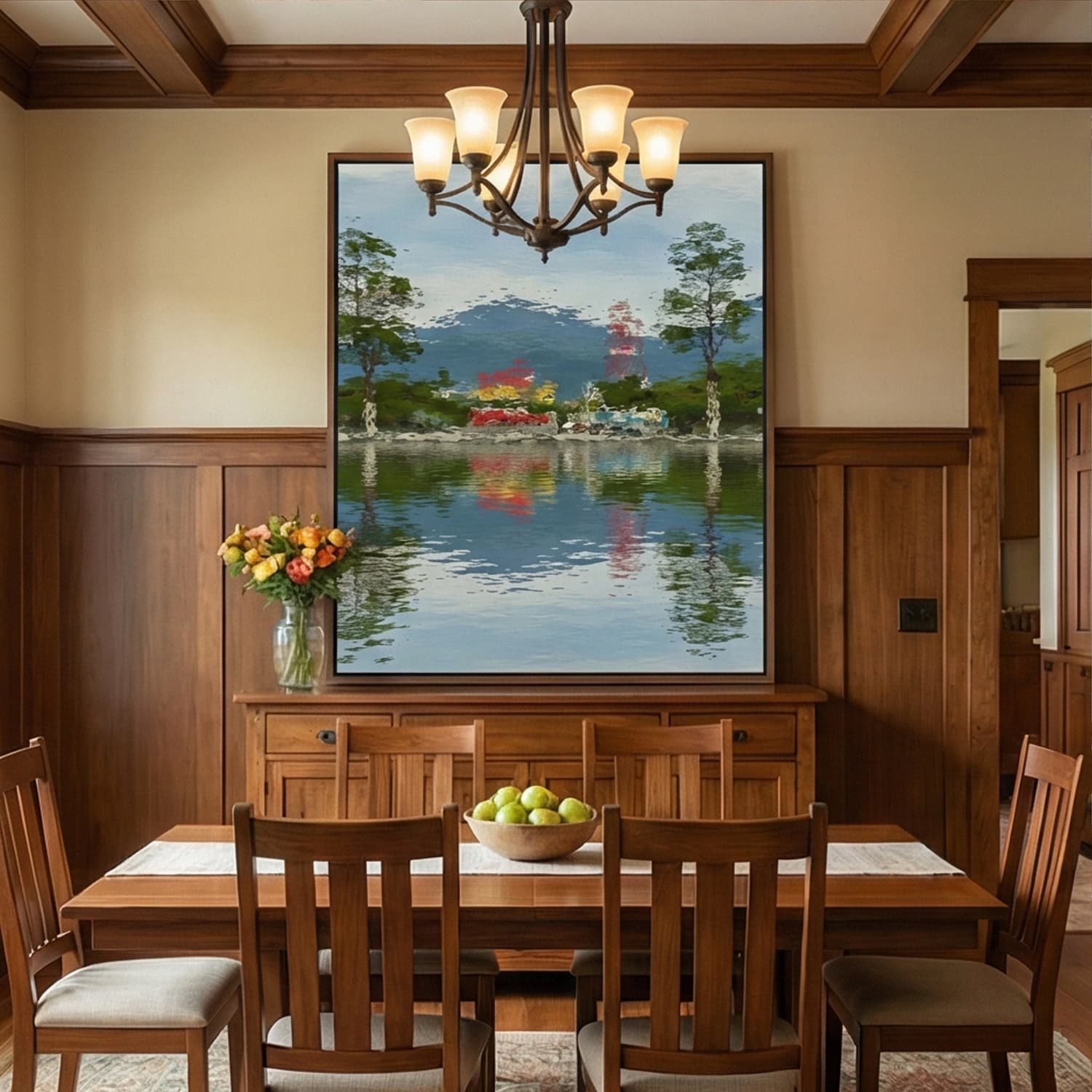 Impressionist Art | Lakeside Village Serenity