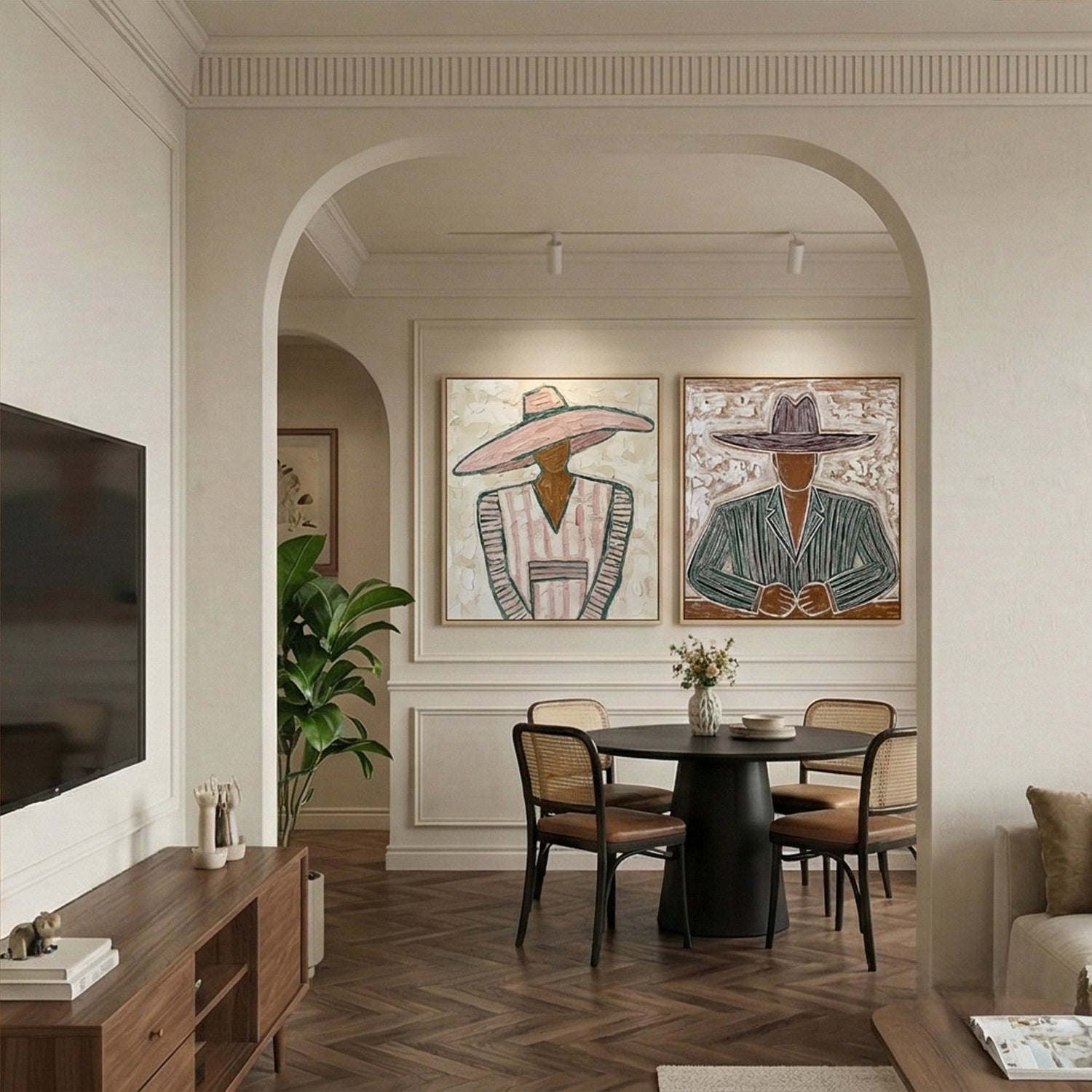 Vintage Americana Art | Dialogue in Pastel