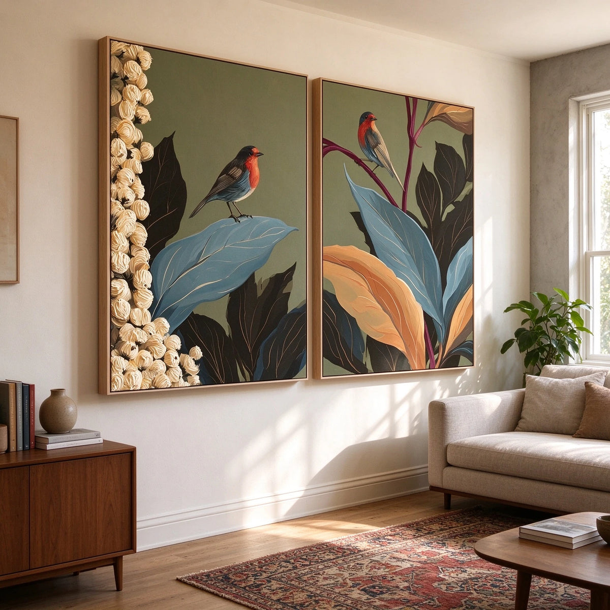Birdsong Among Leaves — side view of the artwork