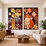 Bouquets in Burgundy — front view in a living space