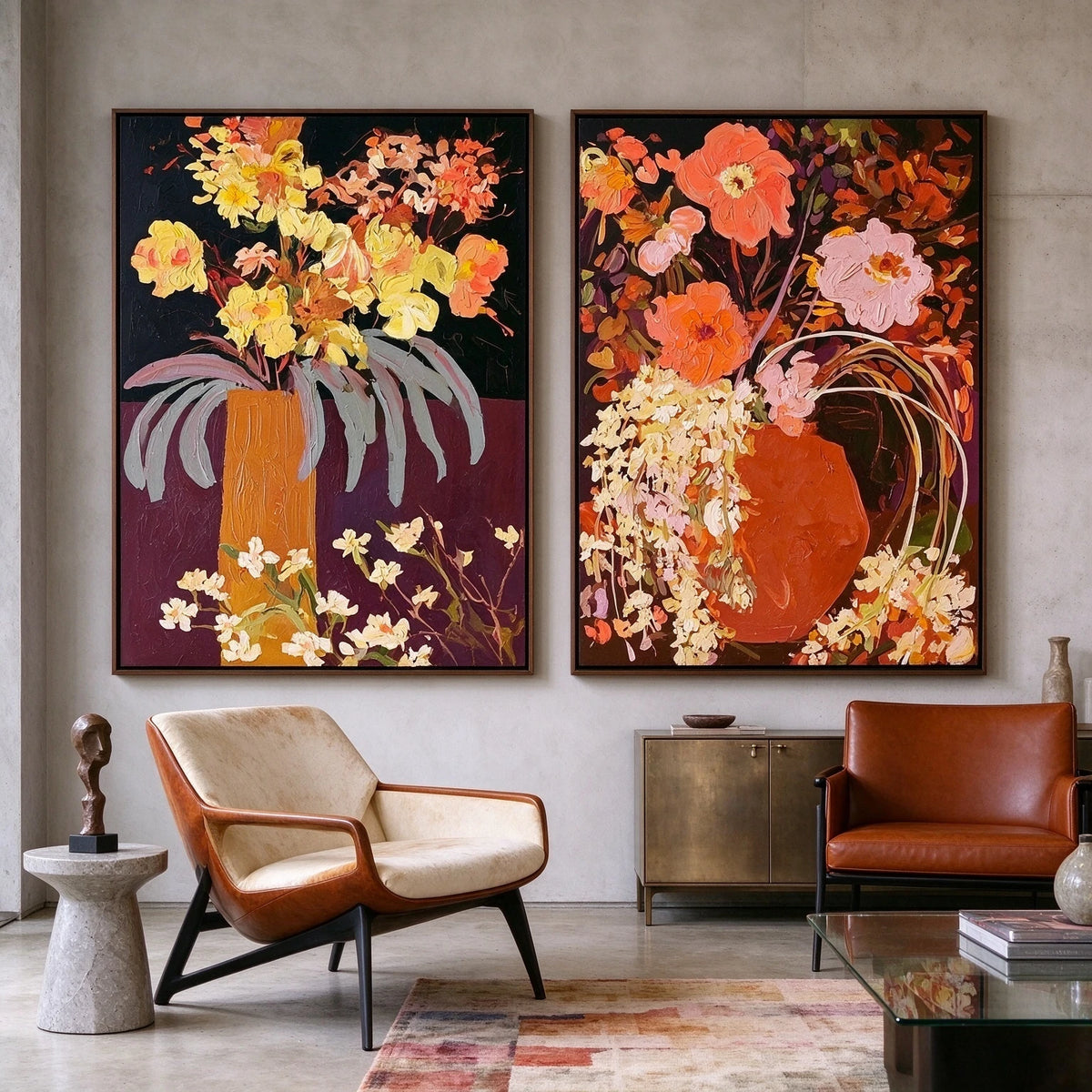 Bouquets in Burgundy — side view of the artwork