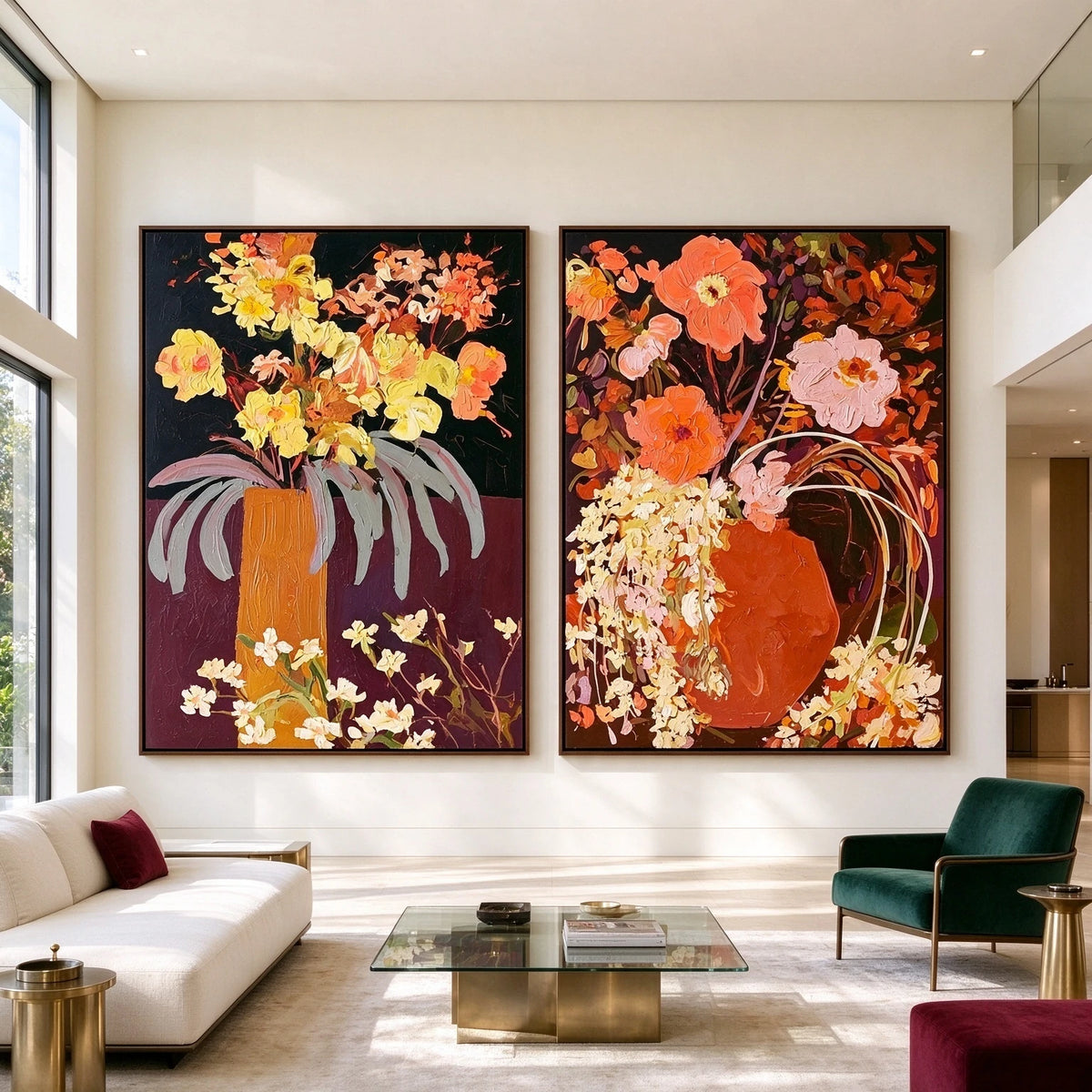 Bouquets in Burgundy — artwork in an interior setting 3