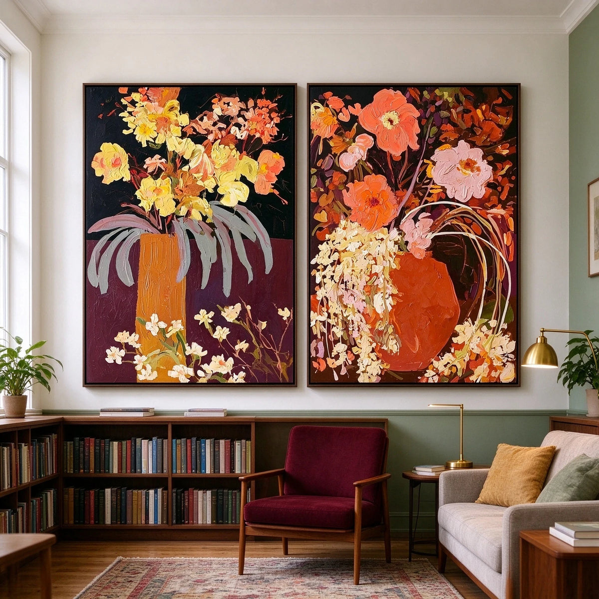 Bouquets in Burgundy — artwork in an interior setting 6