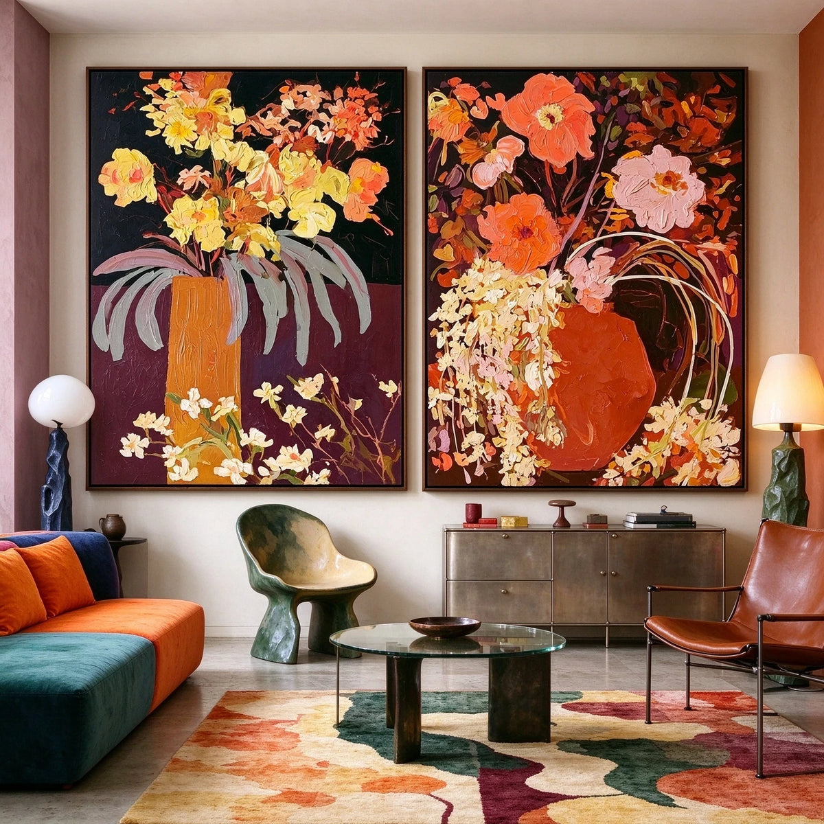 Bouquets in Burgundy — artwork in an interior setting 7