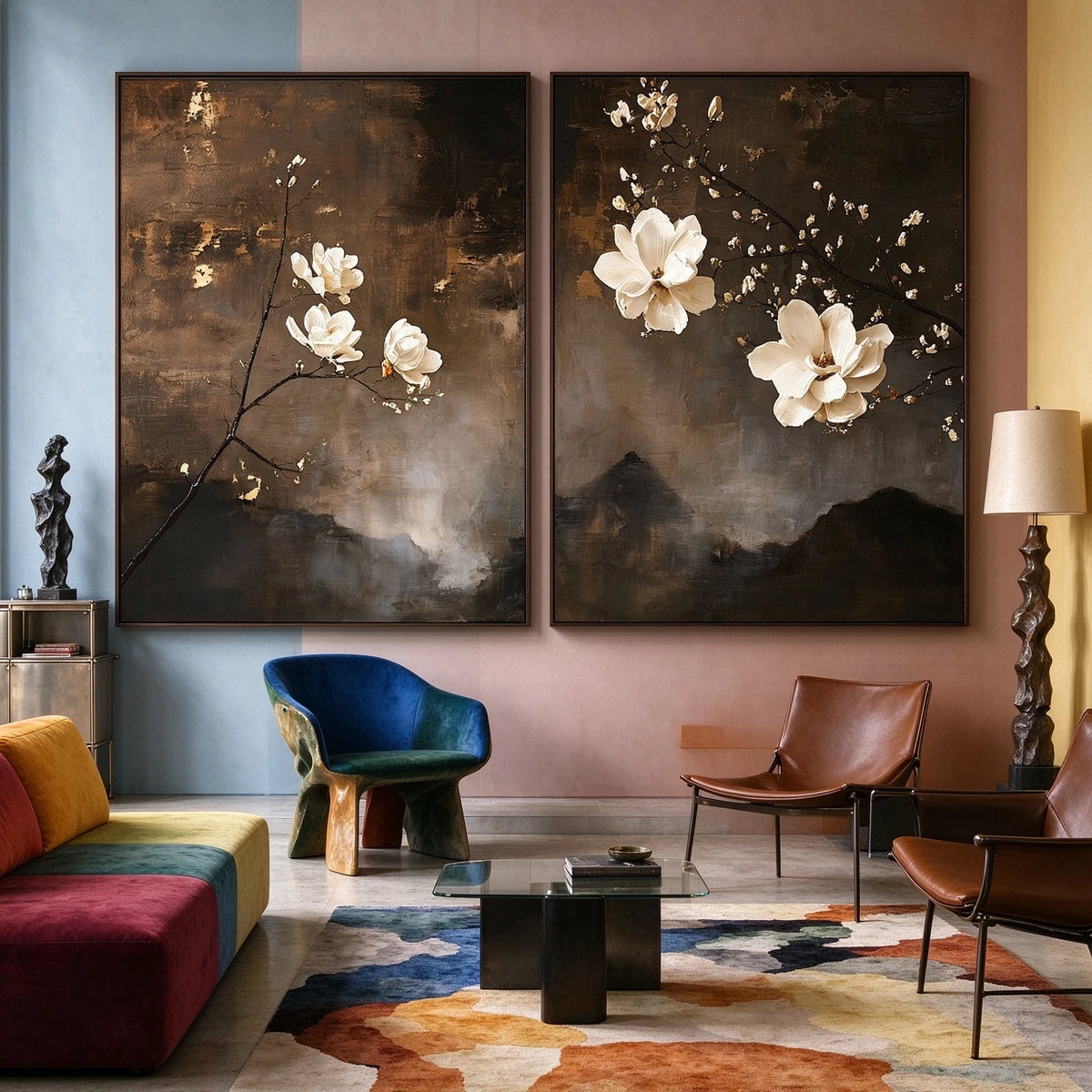 Magnolias at Dusk — side view of the artwork