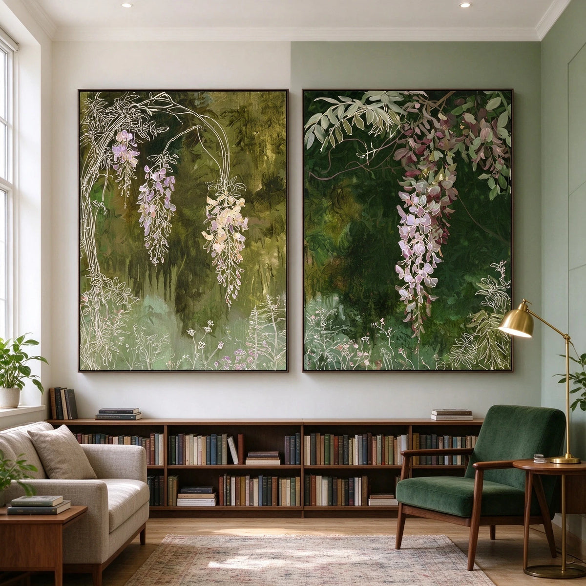Wisteria After Rain — artwork in an interior setting 4