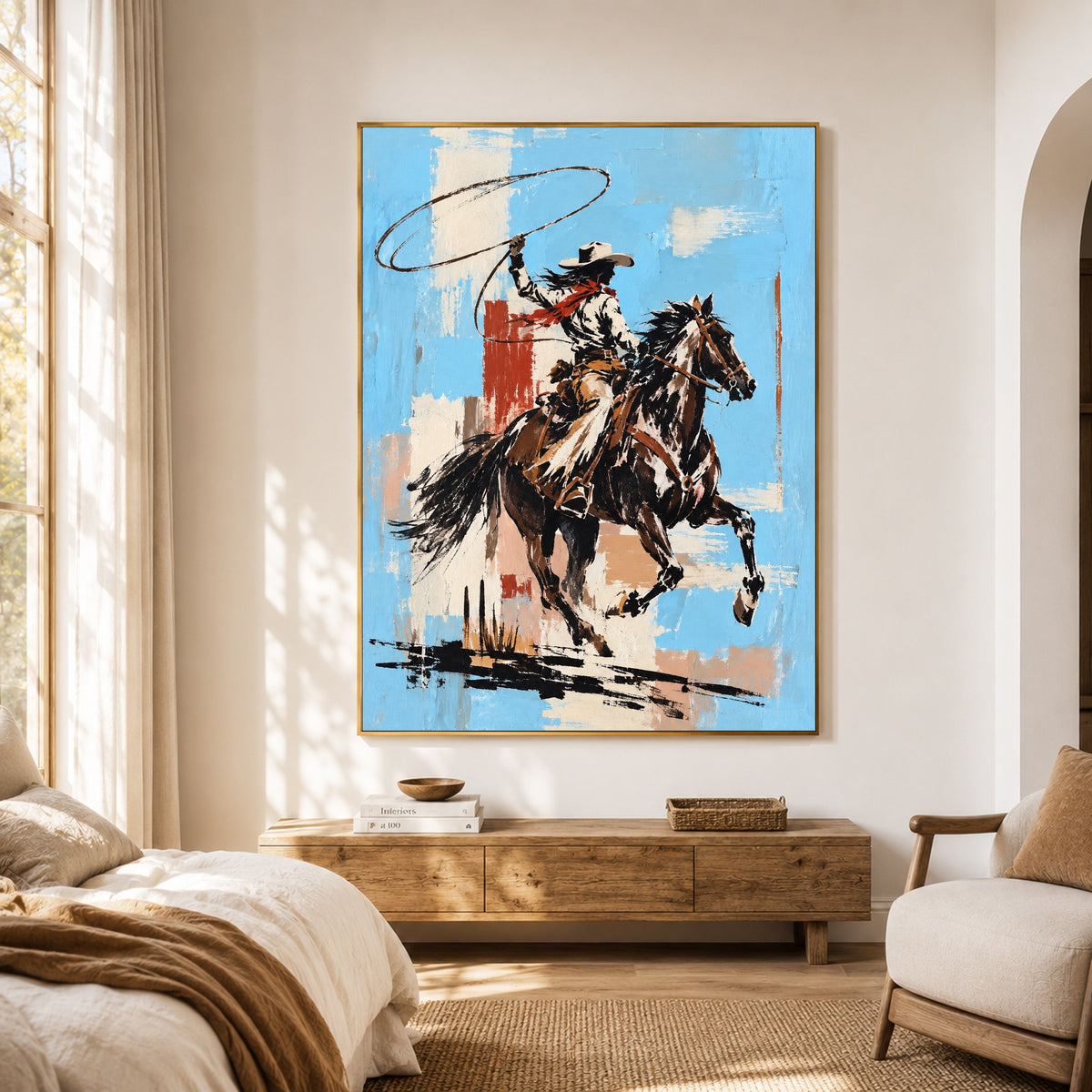 Blue Sky Bronc — artwork in an interior setting 3