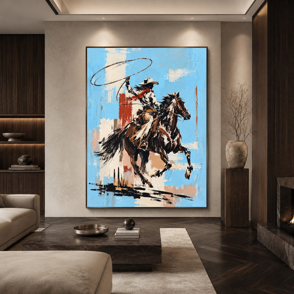 Blue Sky Bronc — artwork in an interior setting 5