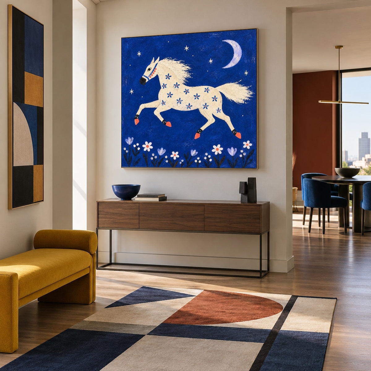 Cobalt Moon Gallop — artwork in an interior setting 6