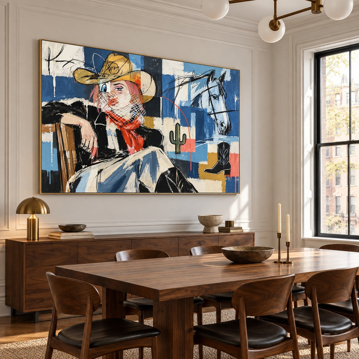 Cowgirl in Fragments — oblique side view of the artwork