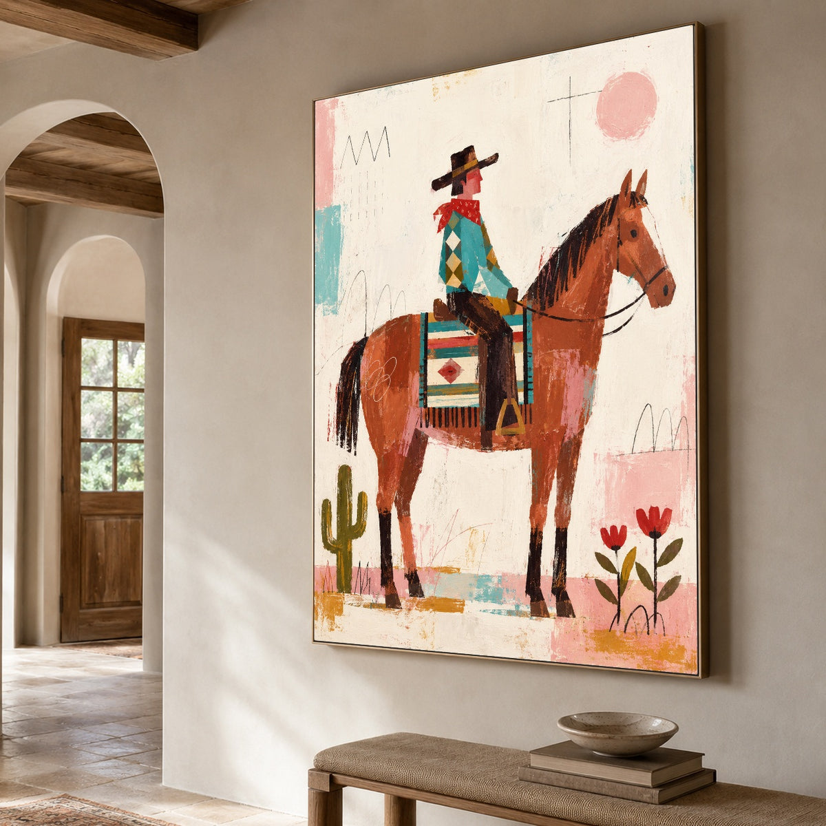 Desert Patchwork Ride — oblique side view of the artwork