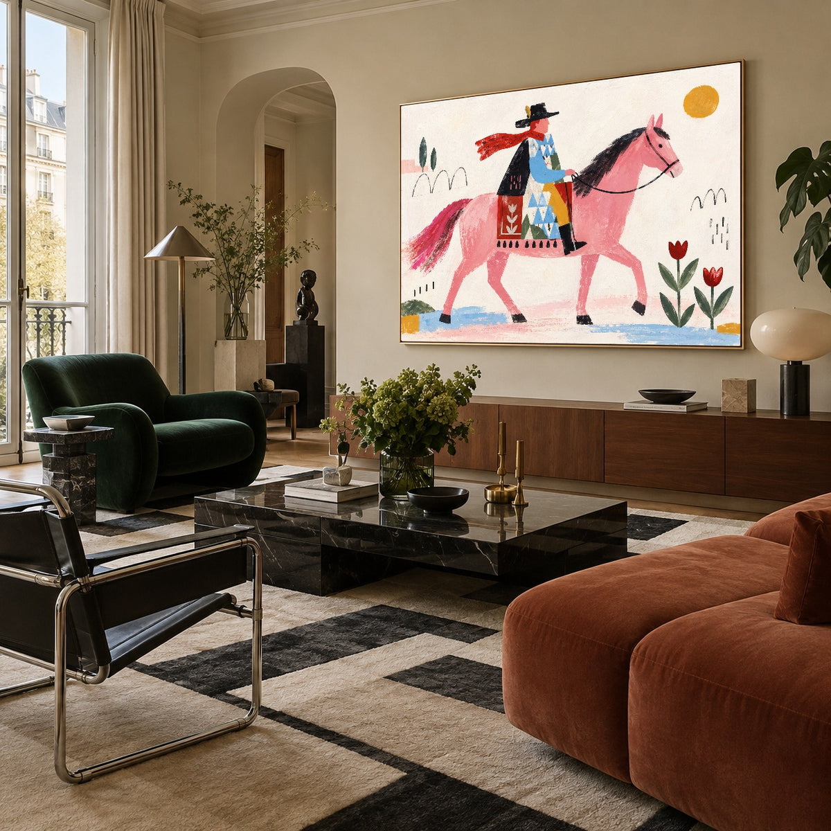 Pink Saddle Sunday — featured artwork in a living space