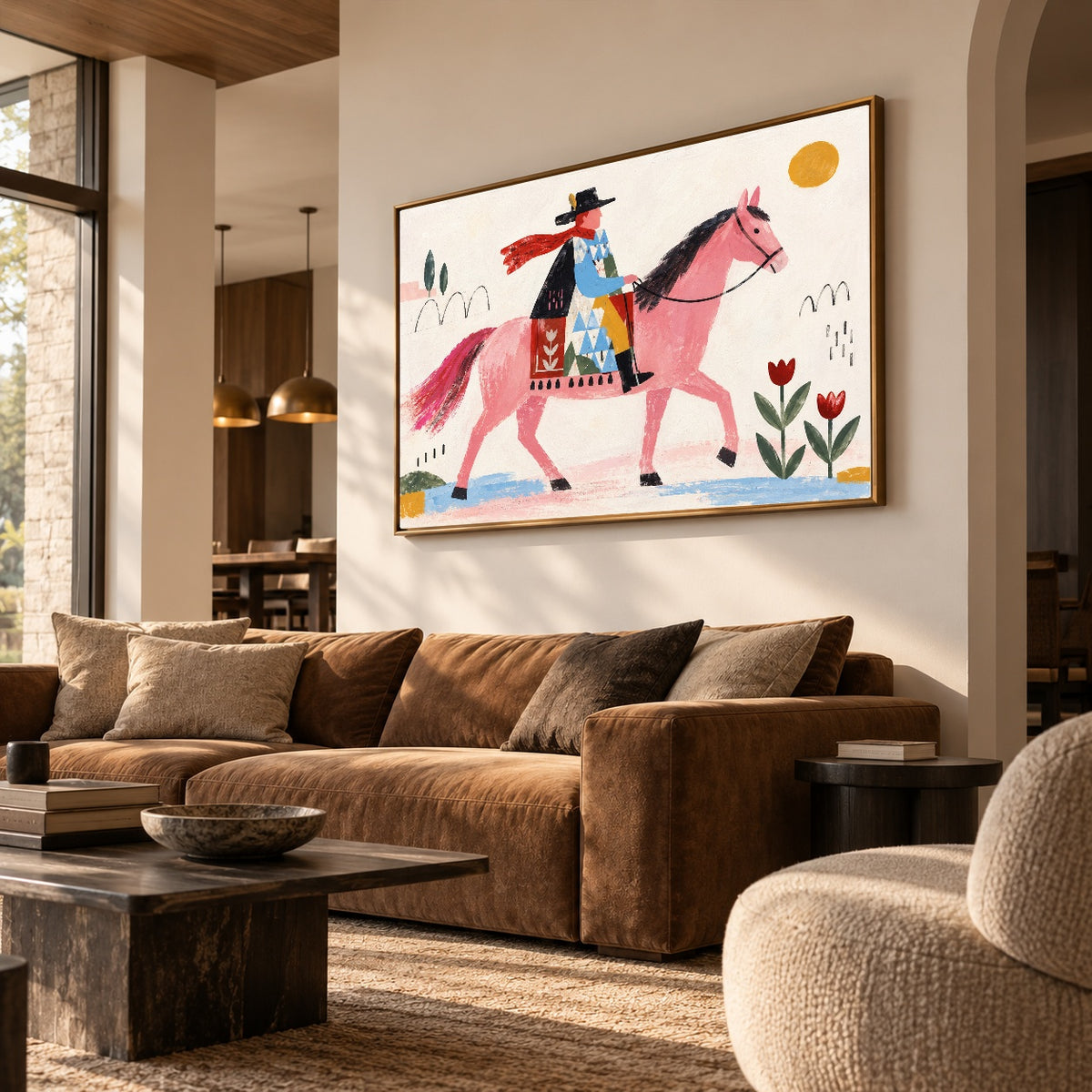 Pink Saddle Sunday — oblique side view of the artwork