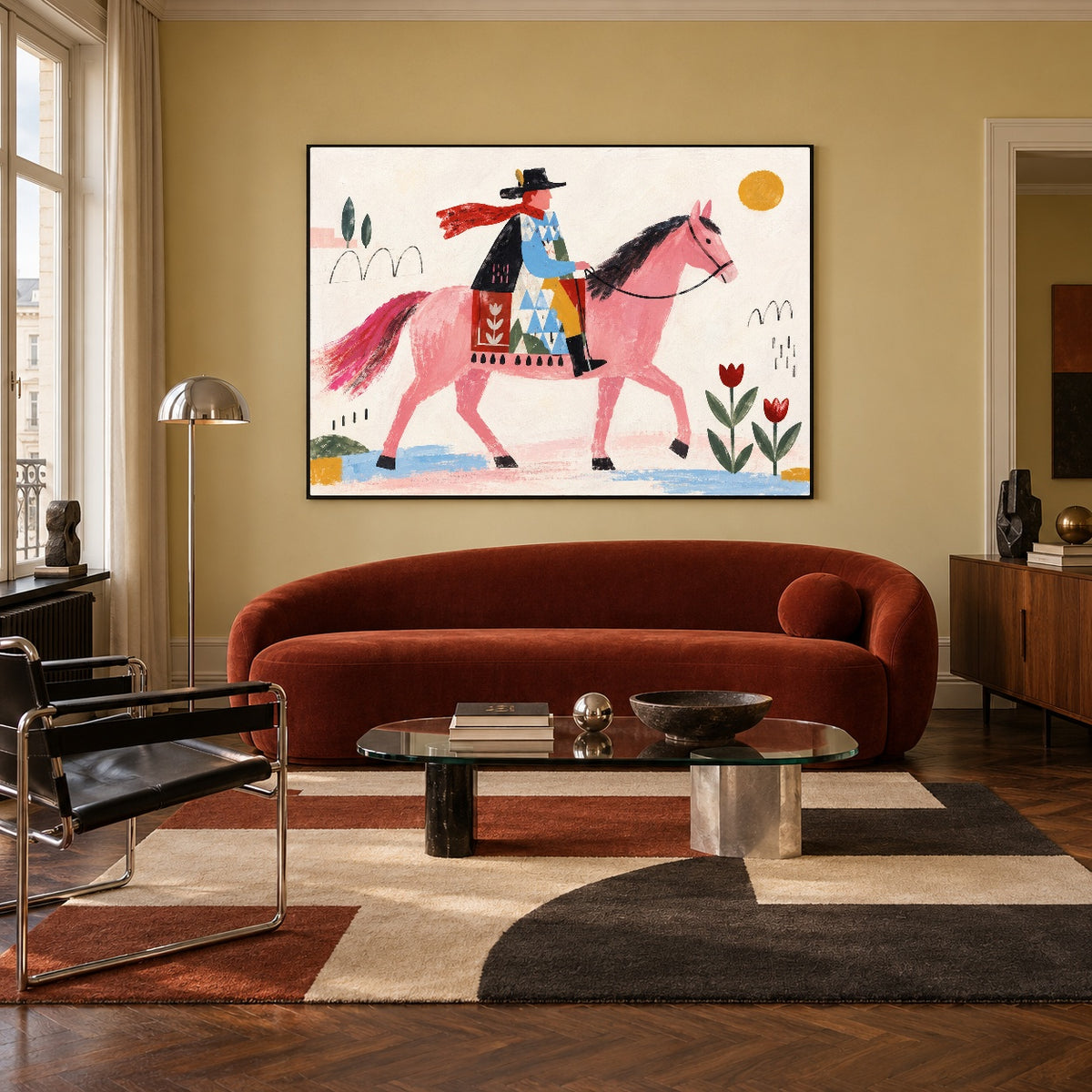 Pink Saddle Sunday — artwork in an interior setting 4