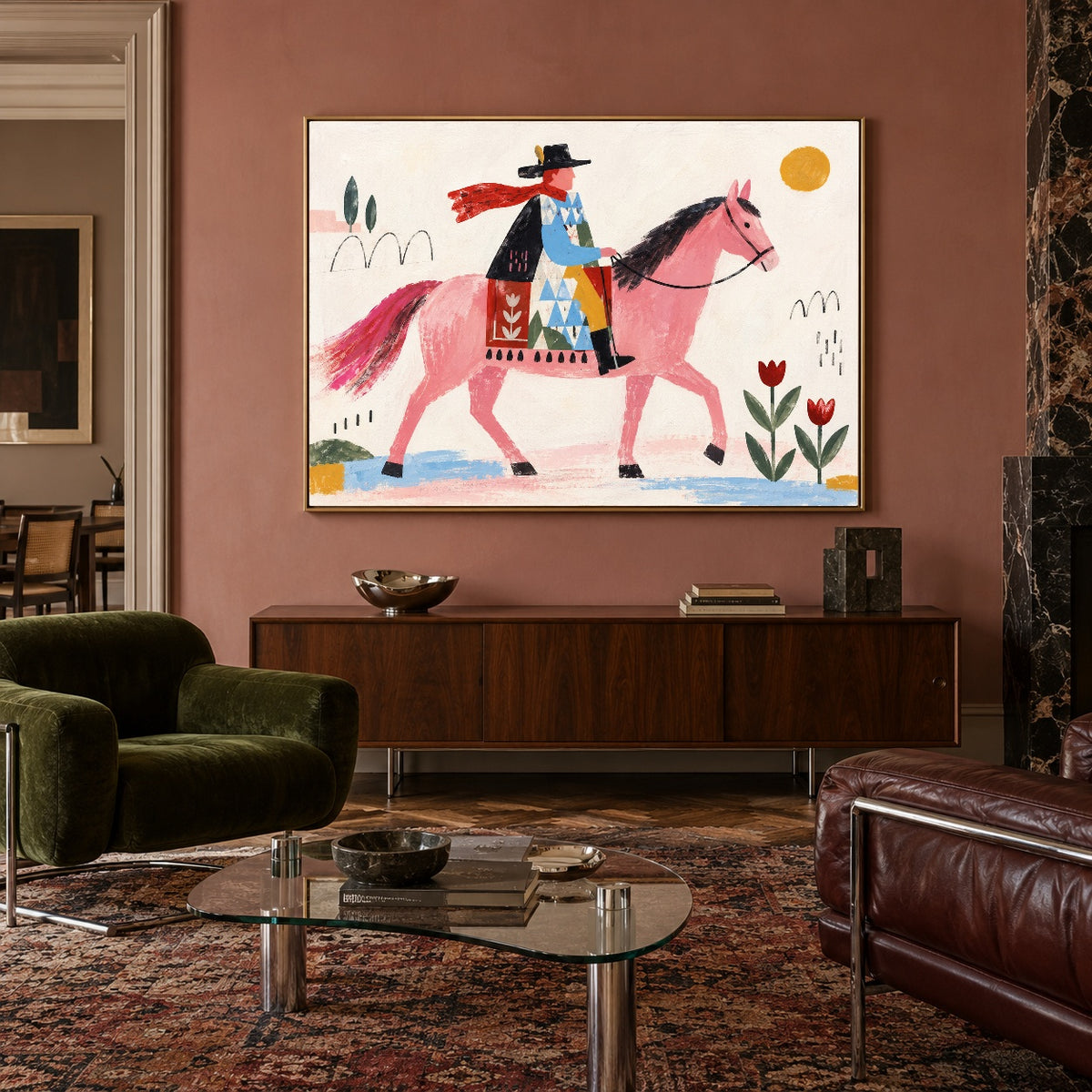 Pink Saddle Sunday — artwork in an interior setting 6