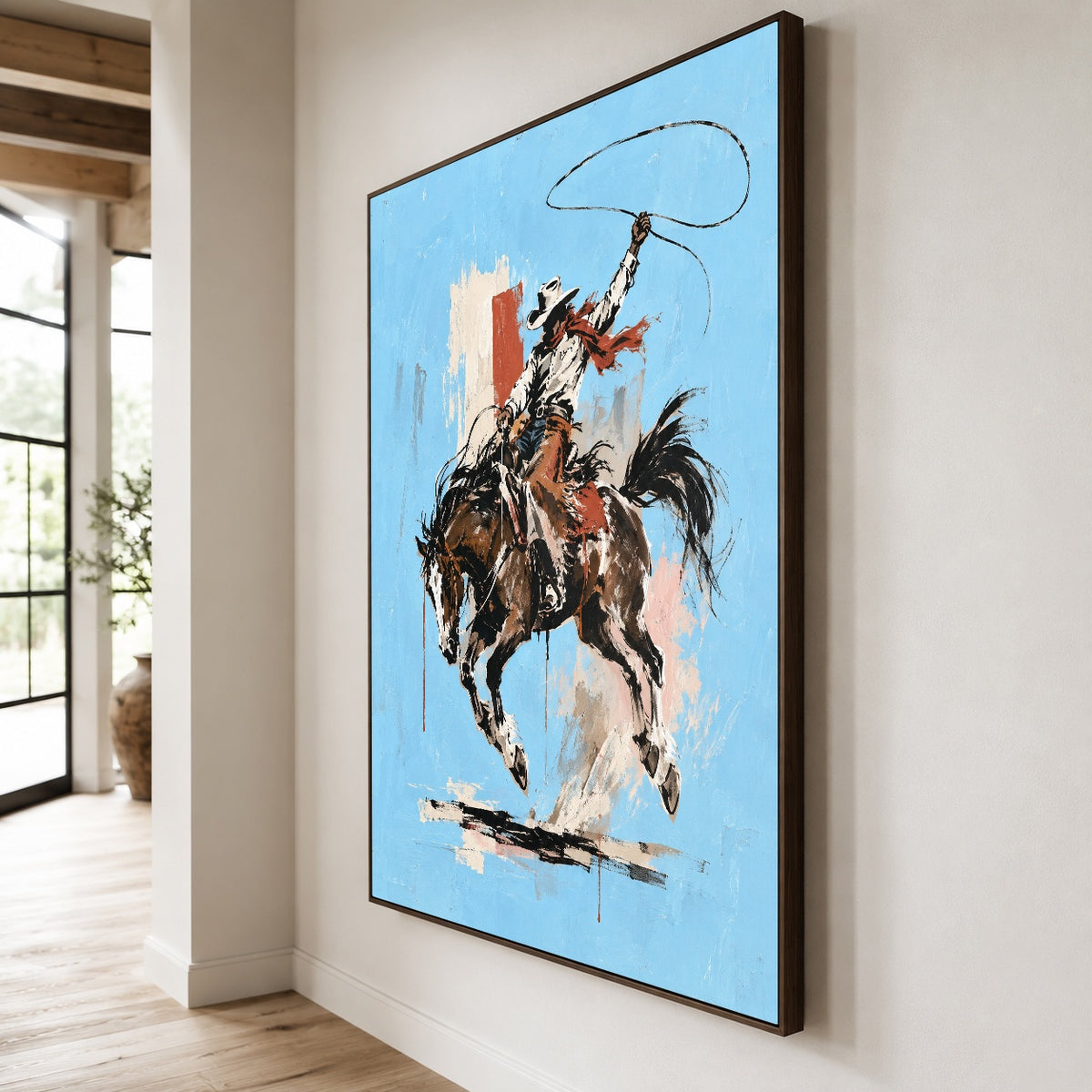 Rodeo in Azure — oblique side view of the artwork