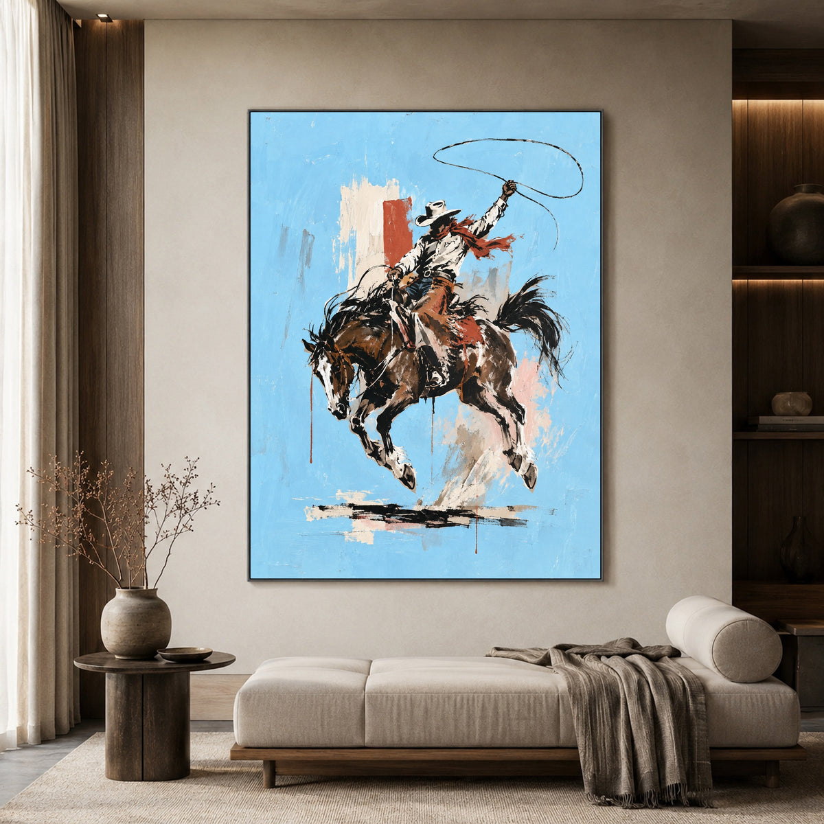 Rodeo in Azure — artwork in an interior setting 3