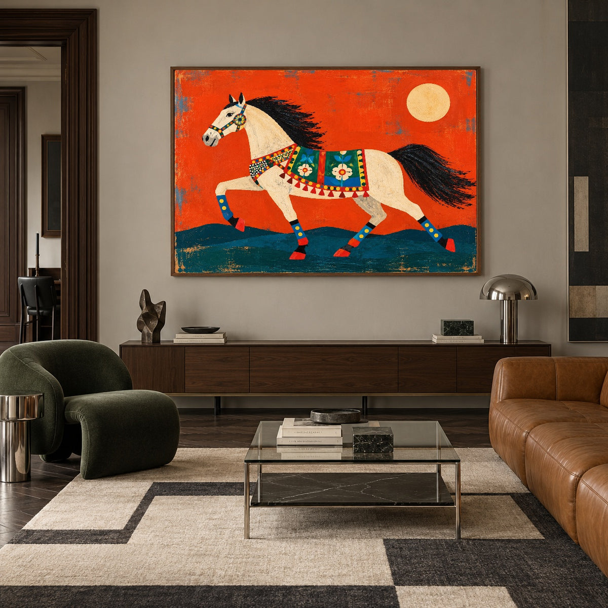 Saffron Meadow Stride — artwork in an interior setting 4
