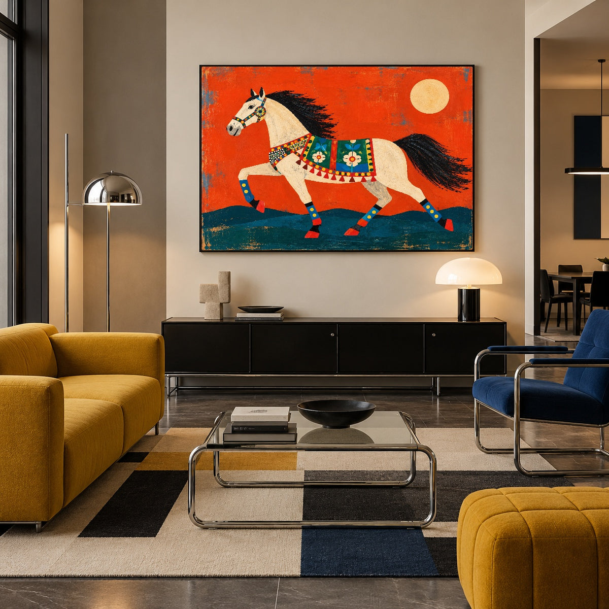 Saffron Meadow Stride — artwork in an interior setting 5