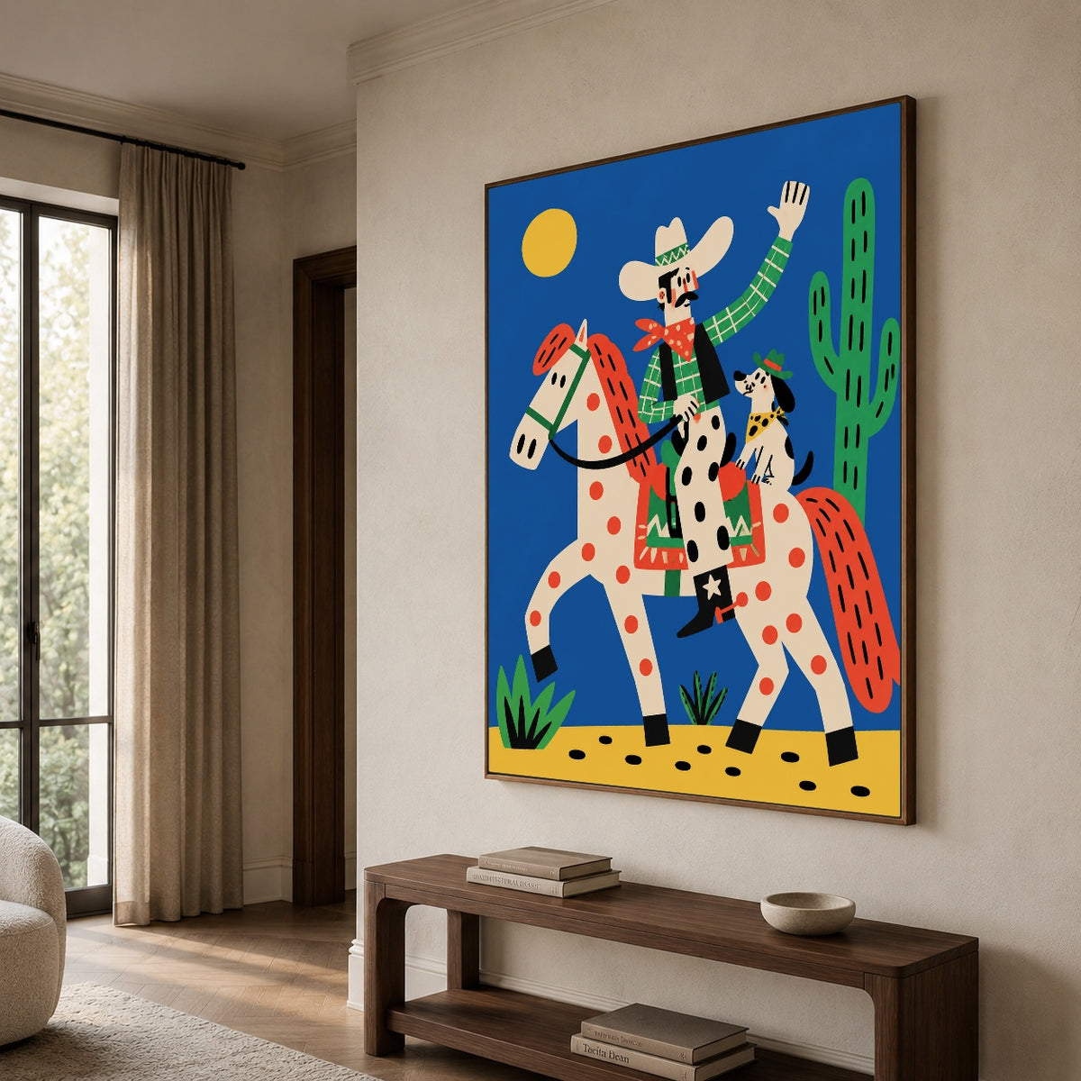Spotted Saddle Parade — oblique side view of the artwork