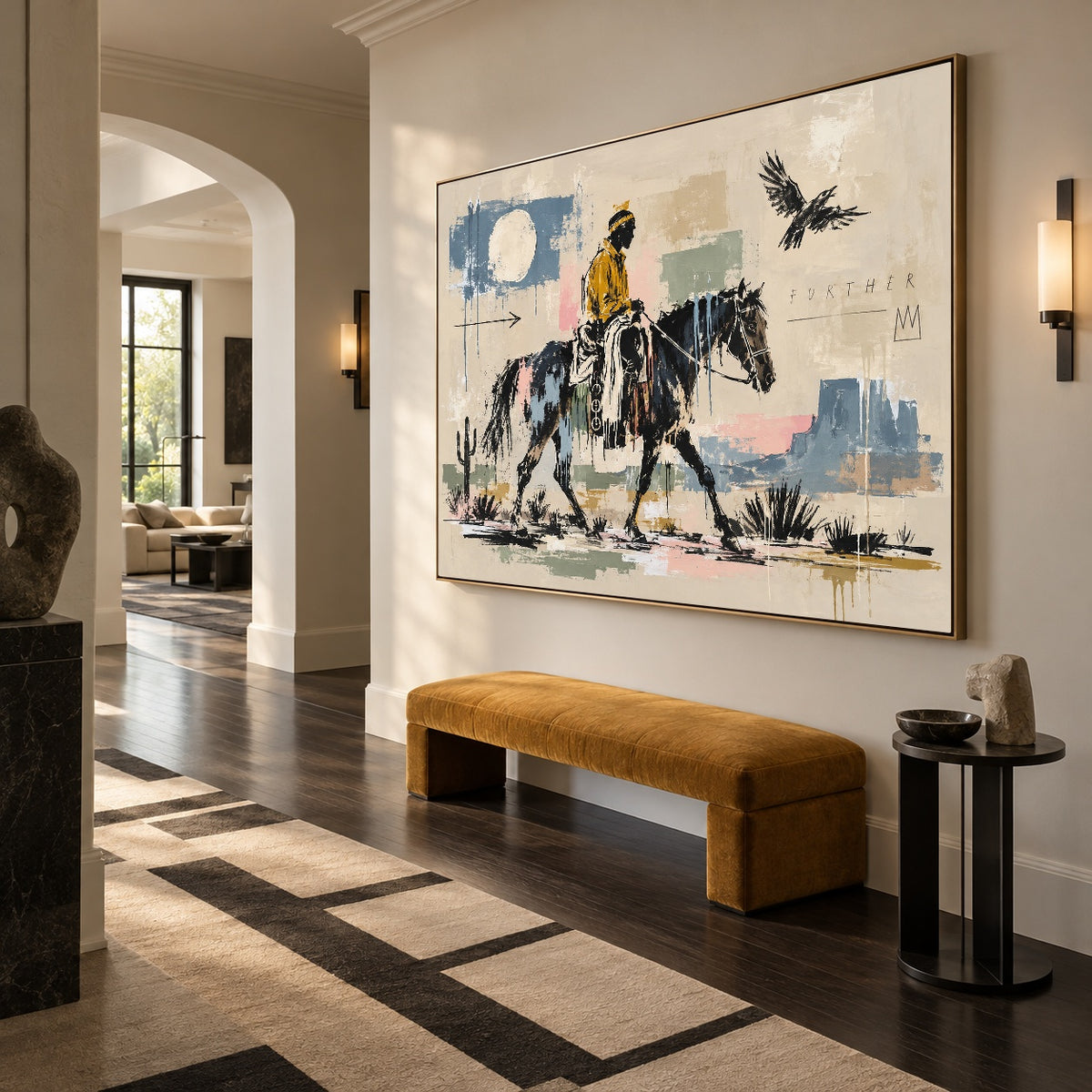 Toward the Blue Mesa — oblique side view of the artwork