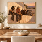 Sunlit Western Companions in gold frame dining room