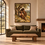 The Olive Hour in a minimal olive green living room