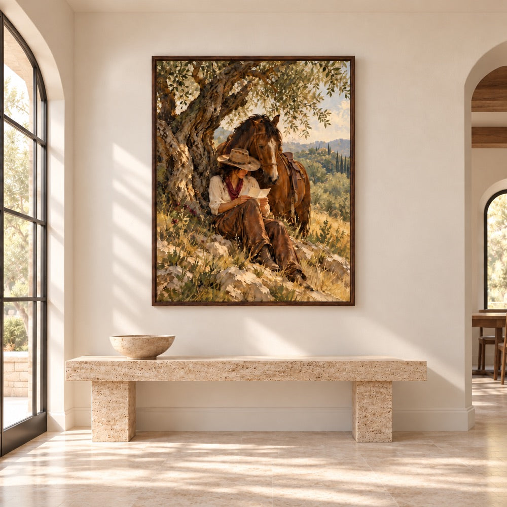 The Olive Hour in a bright minimal gallery interior
